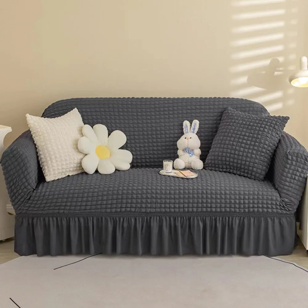 1/2/3/4 Seater Seersucker Sofa Slipcover High Stretch Couch Cover Thick Corner Sofa Protector Elastic Corner Couch Covers